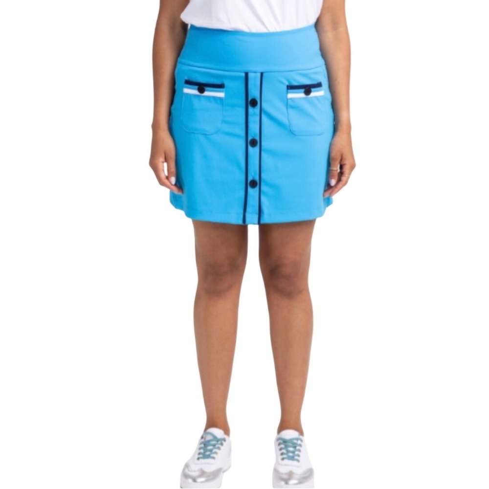 Kinona Pacific Skort‎ Womens Size 4 Blue Button Front Golf Tennis Athletic